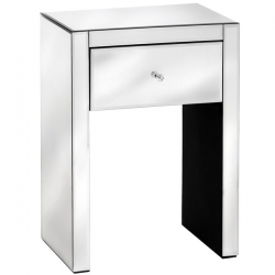 Luxor Mirror Bedside Lamp Table - Single Drawer