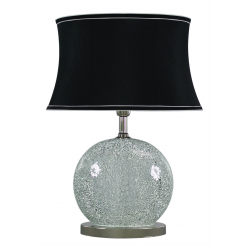Silver Sparkle Mosaic Oval Table Lamp with Black Shade