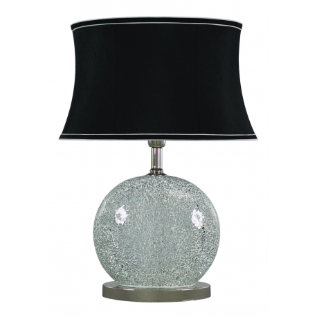 Silver Sparkle Mosaic Oval Table Lamp with Black Shade