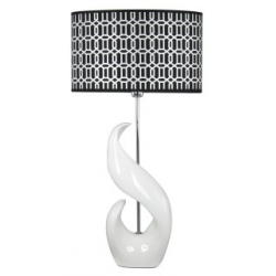 White Curved Statement Lamp With Monochrome Shade