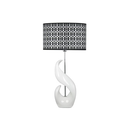 White Curved Statement Lamp With Monochrome Shade