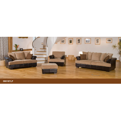Desert Fabric and Leather Brown/ Beige Sofa Suite