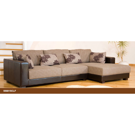 Desert Fabric and Leather Brown/Beige Corner Sofa