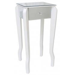 Mirrored Lamp Table With White Trim