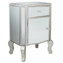 Mirror One Drawer Champagne Trim Side Table