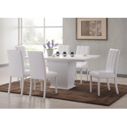 Feather White Dining Table + 6 Chair Set