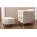 Teramo Cream Leather Armchair and Footstool