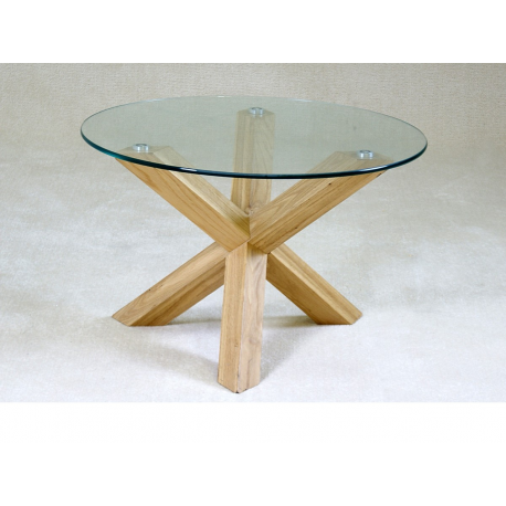 Saturn Solid Oak & Glass Coffee Table