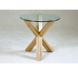 Saturn Solid Oak and Glass Side Table