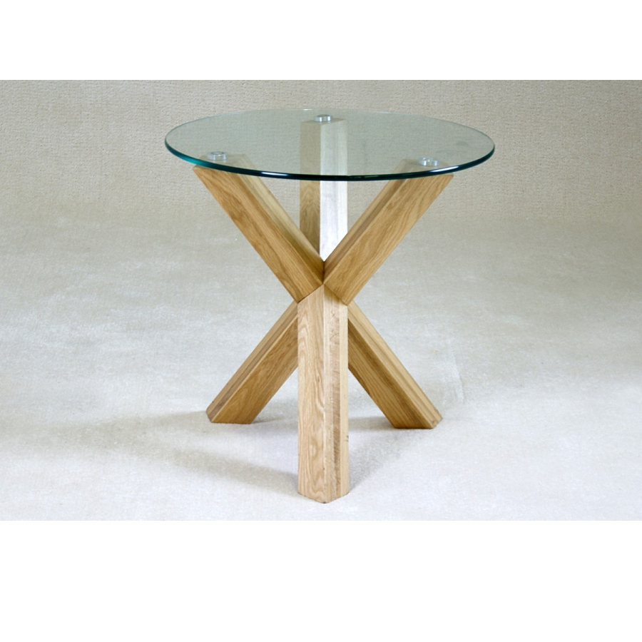 Saturn Solid Oak and Glass Side Table Saturn Solid Oak and Glass Side Table